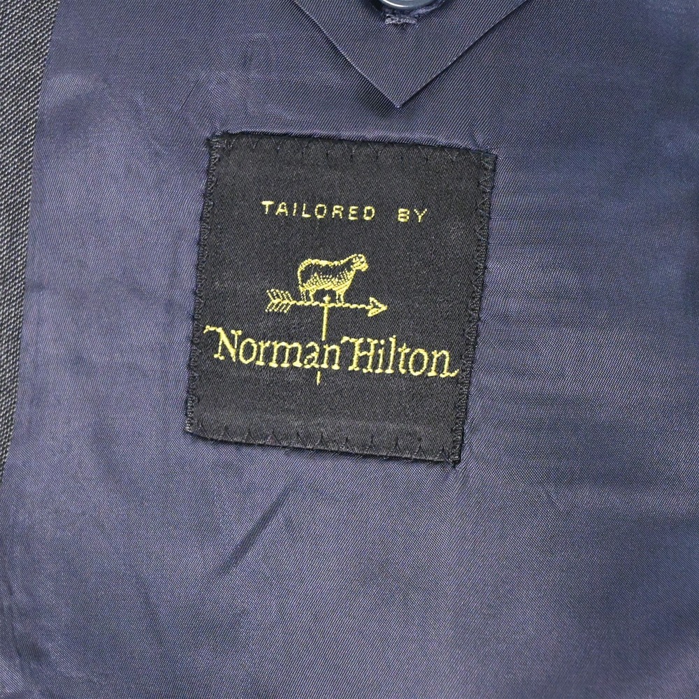 Vtg USA Double Breasted 42L Gray Sharkskin Wool Blazer Suit Jacket Sport Coat - Picture 4 of 12